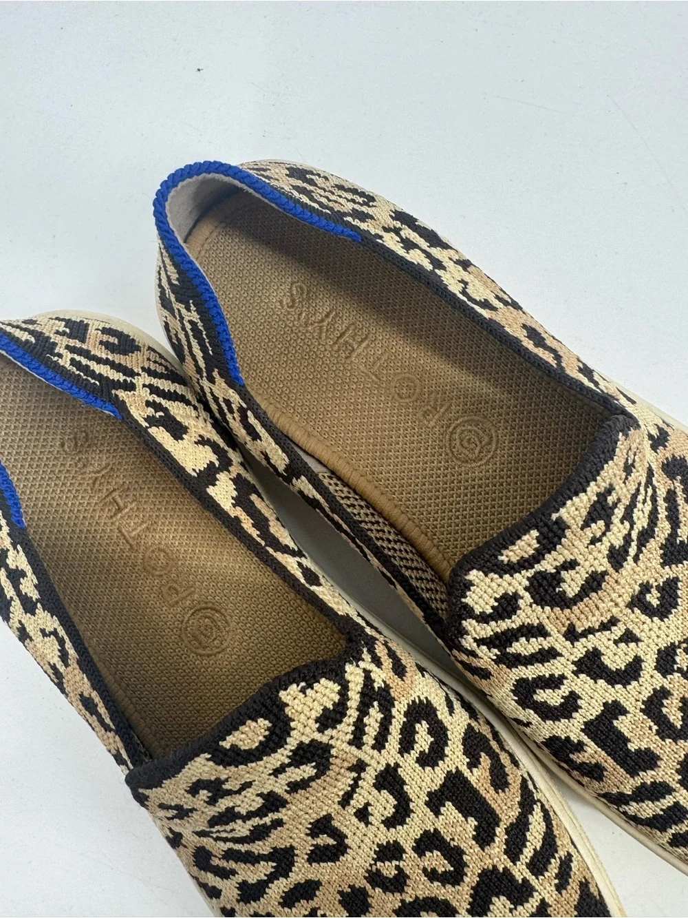 Rothy's The Sneaker Camo Cat Leopard Print Slip on Shoes Animal Brown Size 6.5